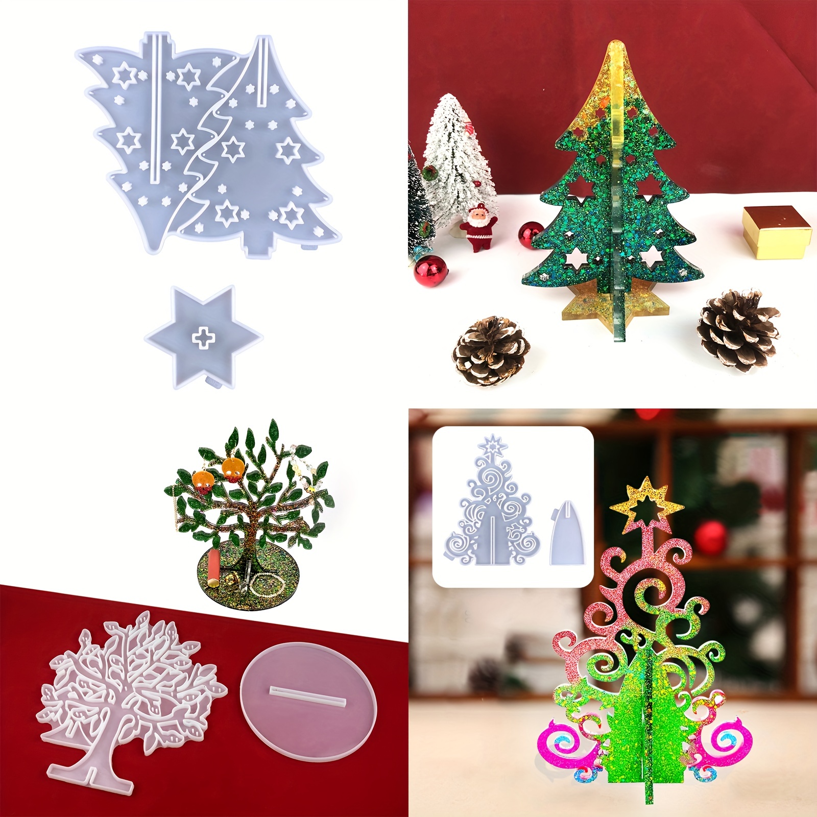 Diy Christmas Tree Snowflake Pendant Rack Holder Resin Molds - Temu