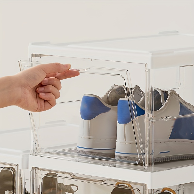 Plastic Folding Shoes Storage Drawer Box With Doors Portable - Temu