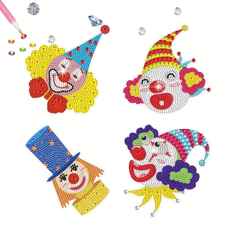 4pcs Sun Gemstone Kit For Kids Character Clown Themes Window - Temu
