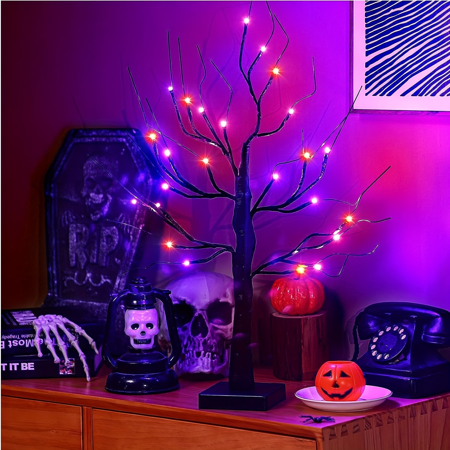 Cadena De Luces LED De Araña Para Halloween, Festival De Fantasmas,  Decoración Interior Y Exterior, Funciona Con Batería (sin Enchufe), 1 Ud.