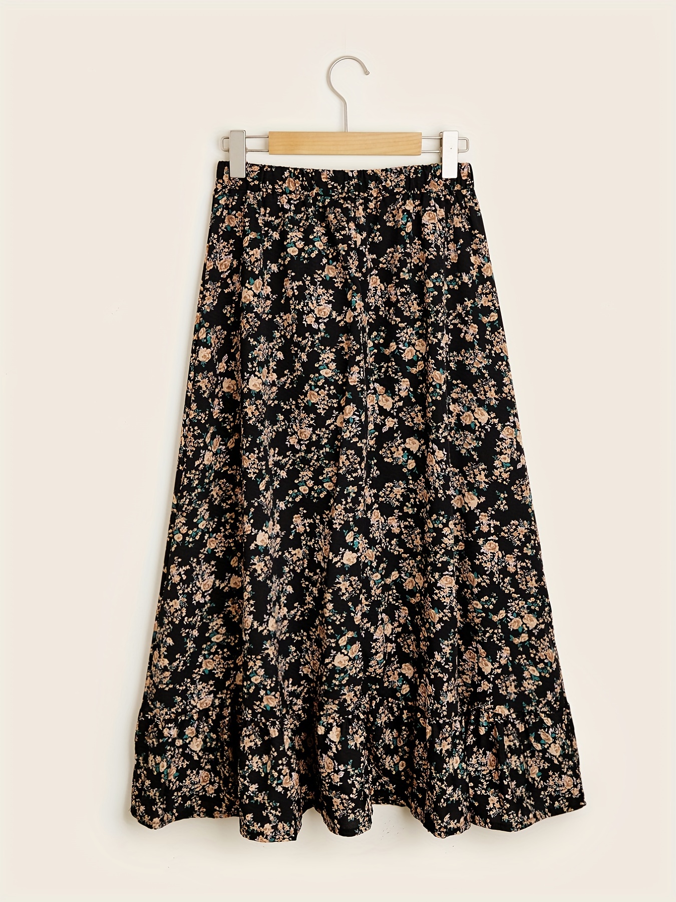 Ruffle Trim Tiered Skirt Elegant Elastic Waist Layered Skirt - Temu