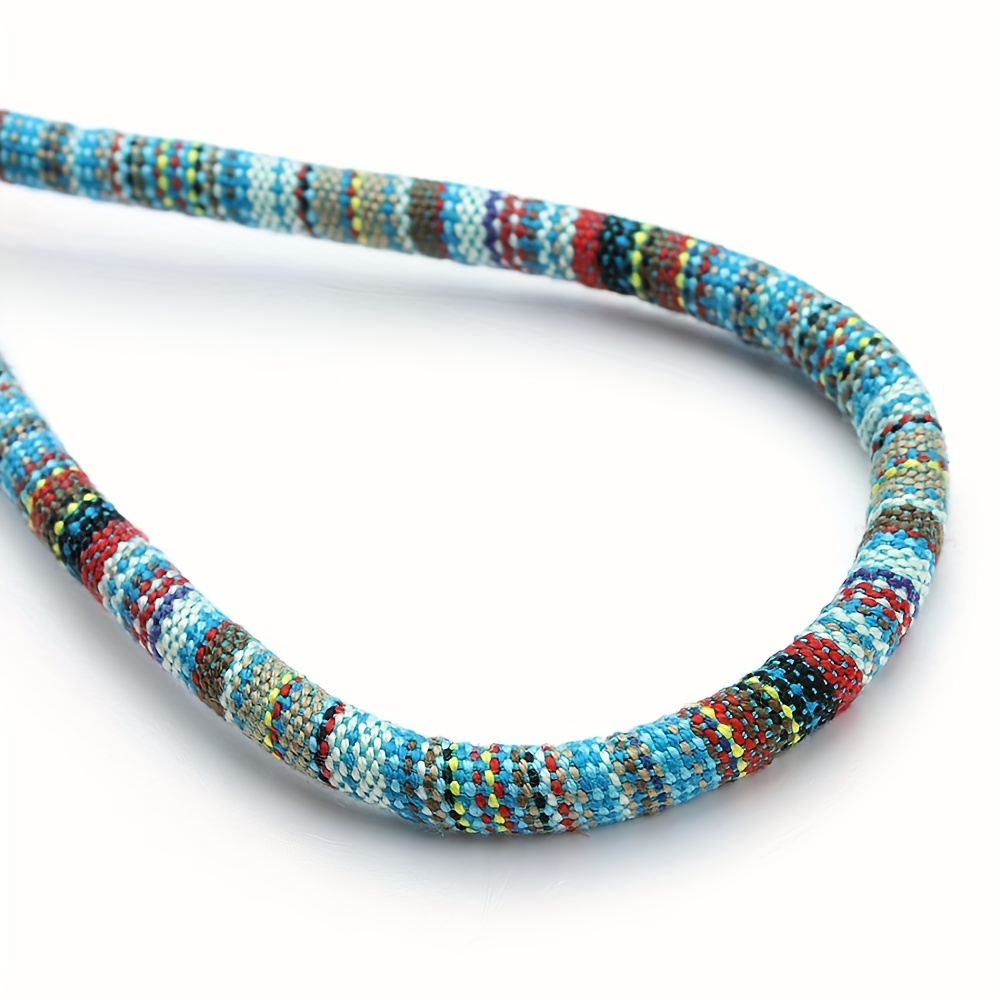 1pc 5 Meter Cord Handmade 6mm Round Fabric Ethnic Rope Textile Wrap Embroider Cords For Diy Bracelets Making