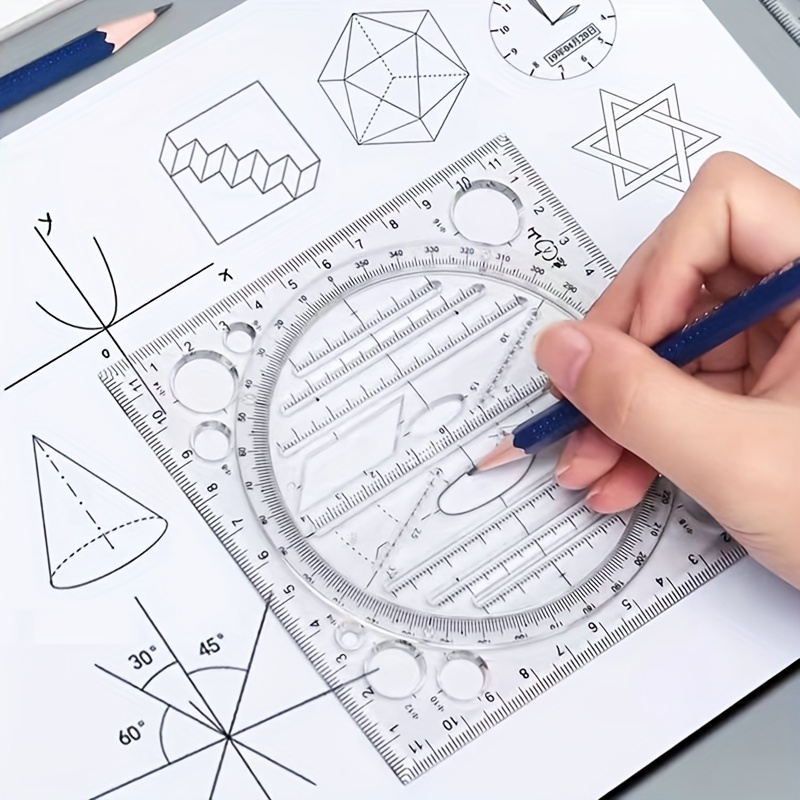 Multifunctional Circle Drawing Template, Geometric Drawing Tool, Measuring  Ruler, Rotatable Angle