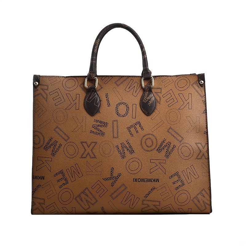 Retro Print Tote Large Bag, Large Capacity Classic Pvc Shoulder Bag, Women's  Simple Versatile Handbag & Purse - Temu
