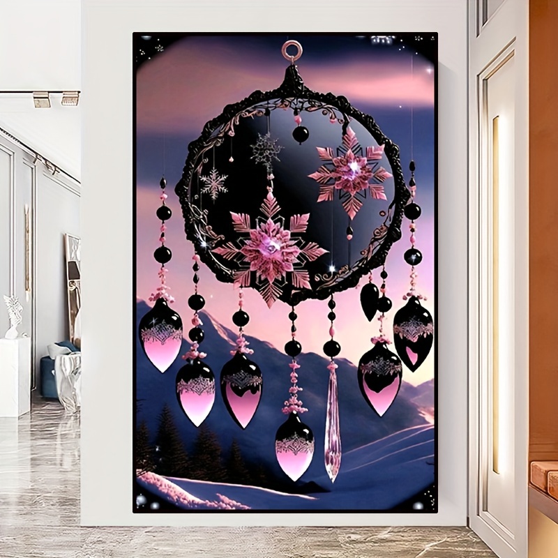 Pink Snowflake Castle - Full Round - Diamond Painting (30*40cm)