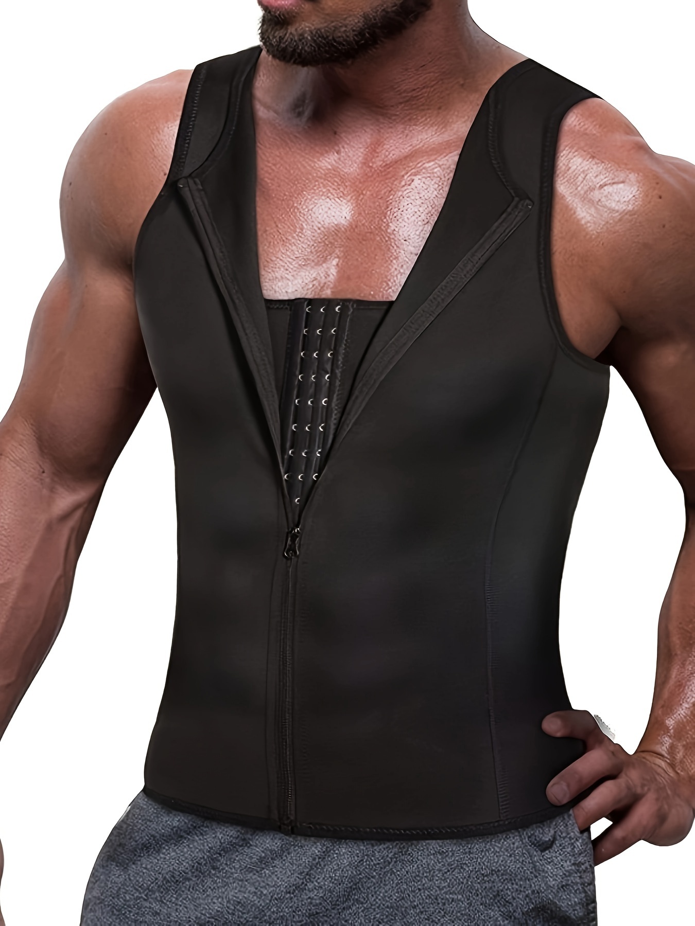 Men Shapewear Slimming Body Shaper Compression Shirt Zipper - Temu