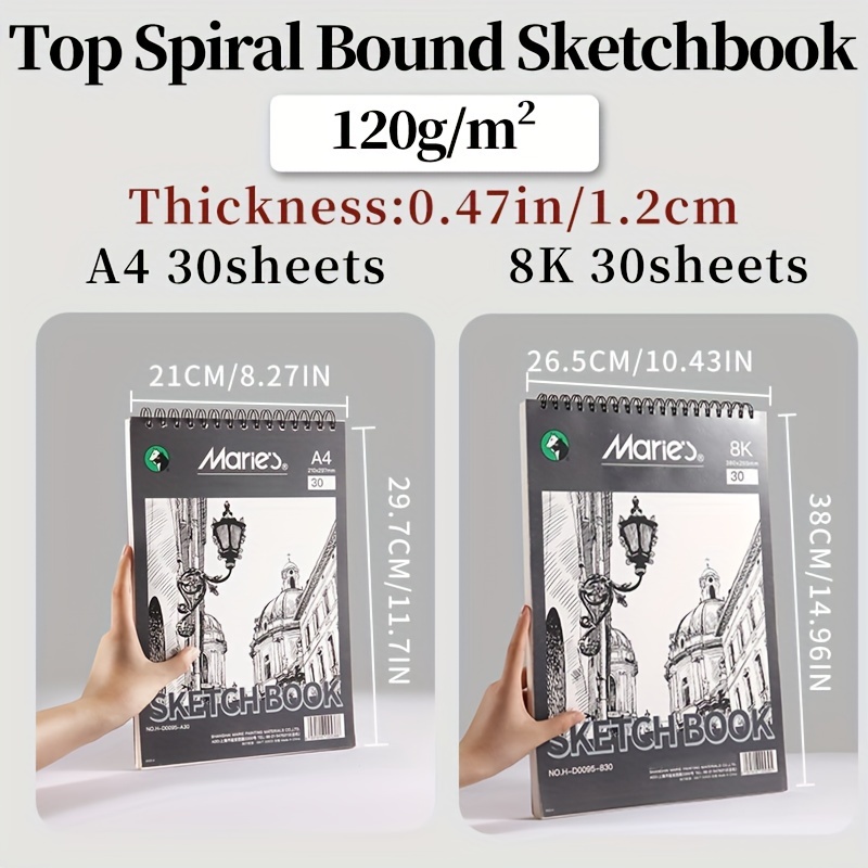 5.8x8.3 & Sketch Book Side Wire Bound Spiral,, Each, 120gsm,acid