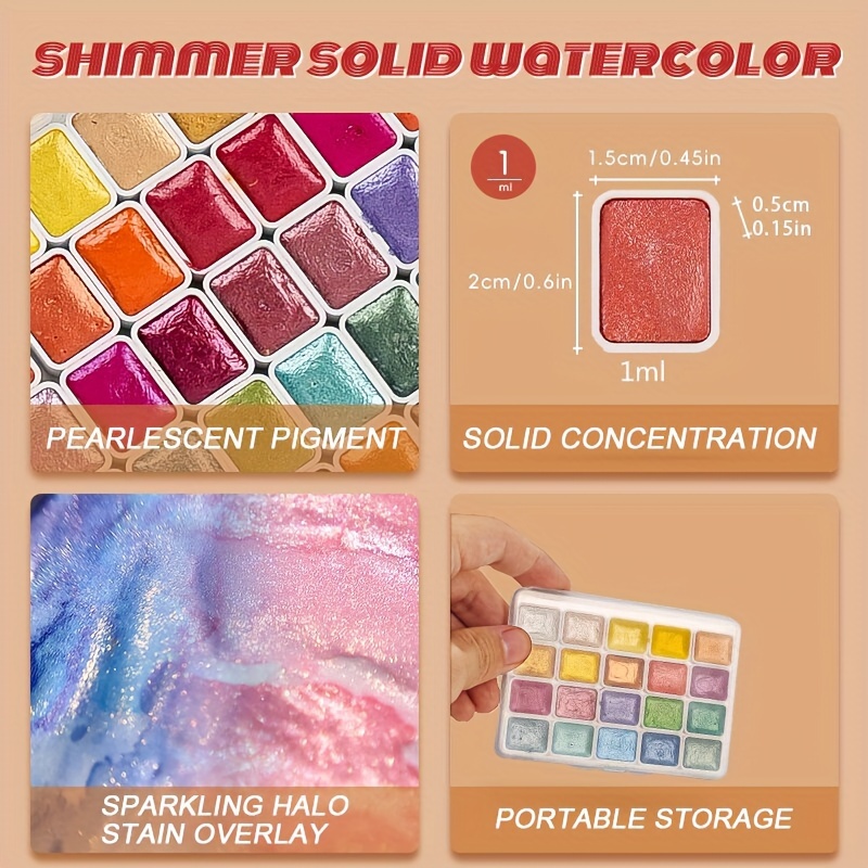 12Colors Solid Metallic Watercolor Paints Set Portable Pearlescent Water  Color Pigment Metal Palett Art Supplies