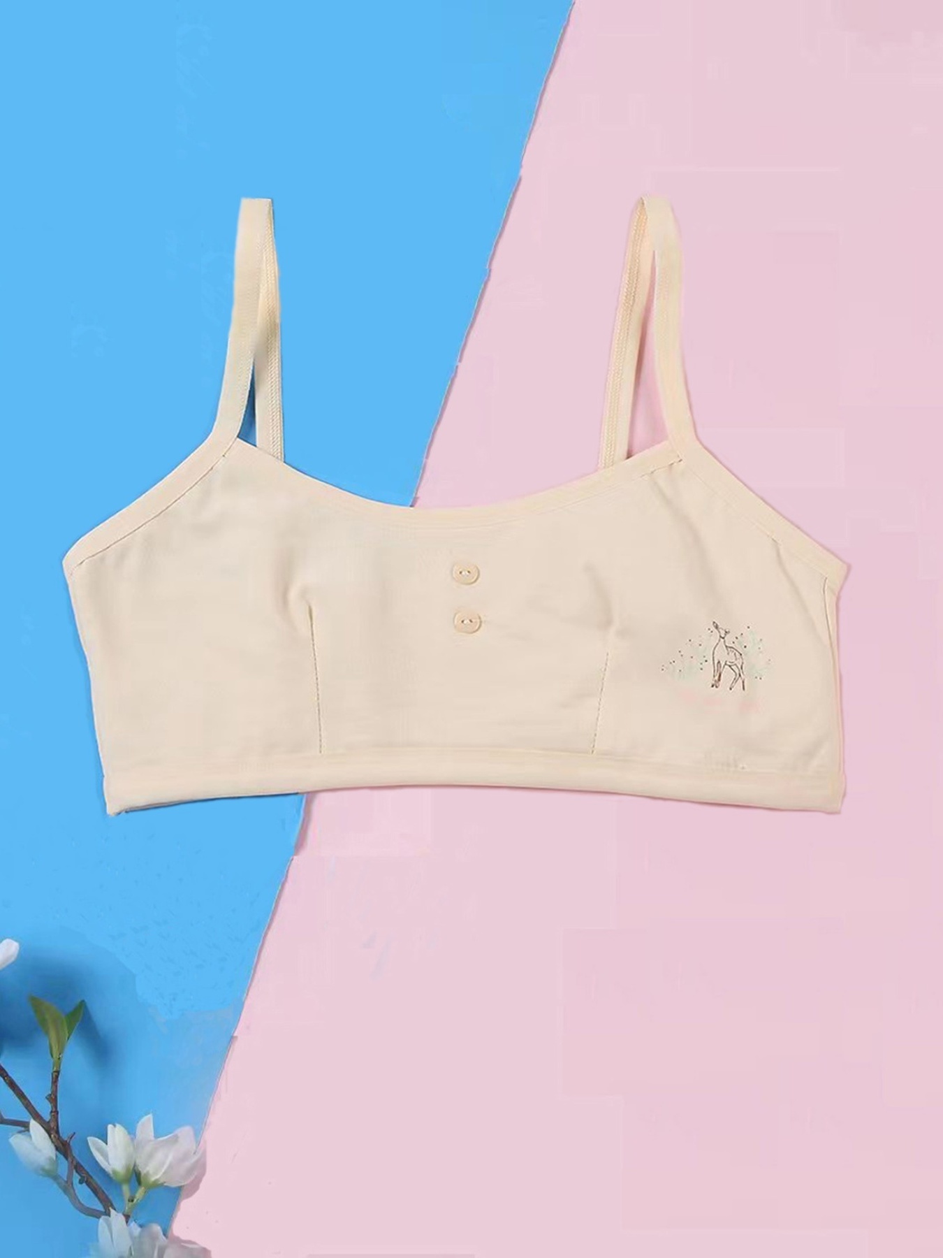 Girl's Soft Cotton Lingerie Solid Color Bra Comfy Underwear - Temu