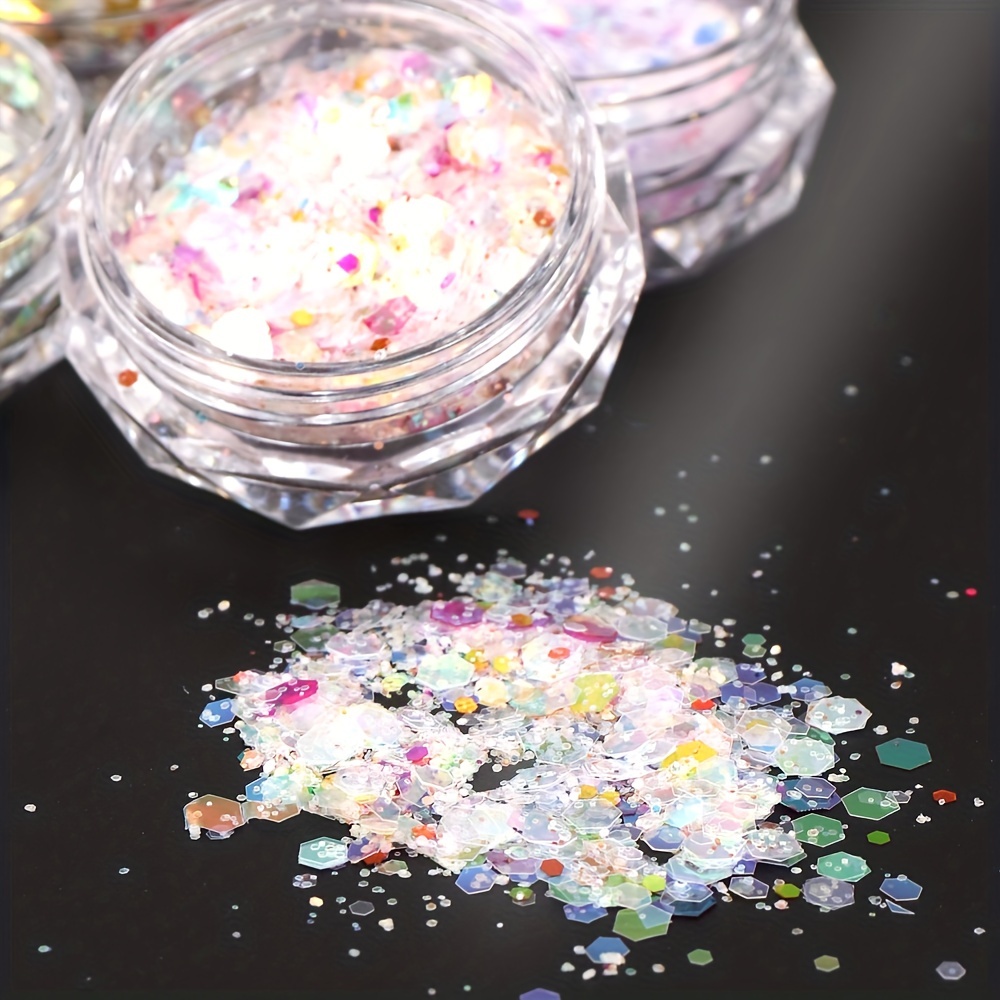 Holográfico Glitter Para Uñas, Brillos De Uñas Para Uñas Acrílicas,  Secuencias De Uñas Gradientes Polvo De Brillo De Uñas Para Diseños De Uñas  Escamas