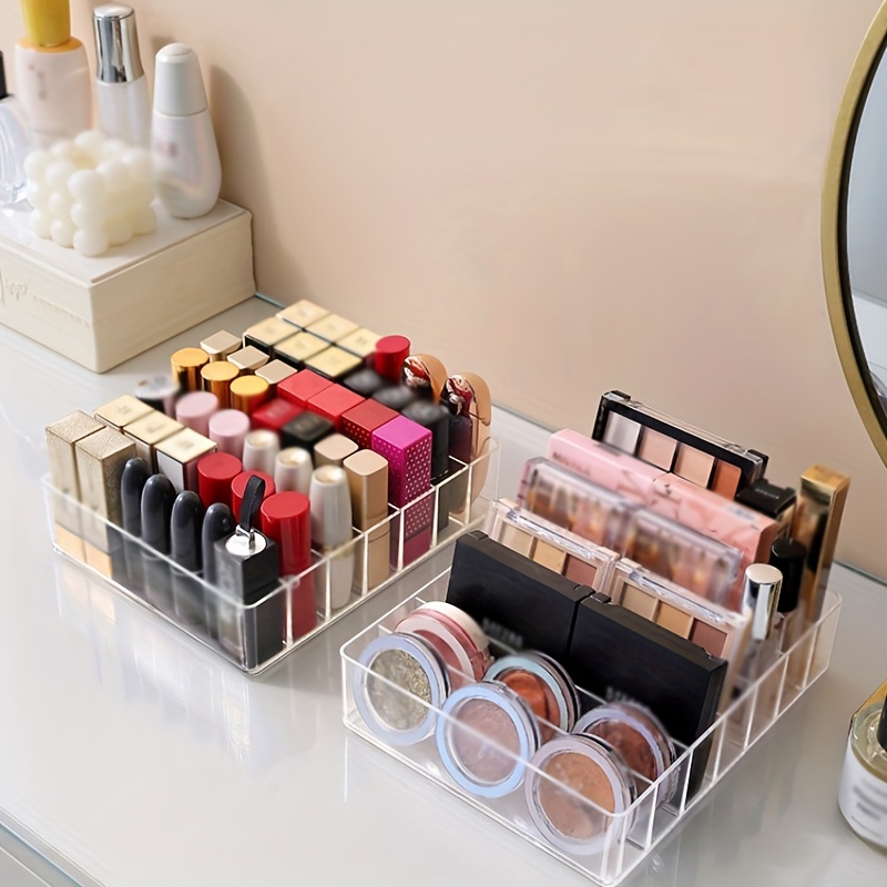 

1pc Eyeshadow Palette Organizer, Plastic Transparent Cosmetic Storage Box, Lipstick Eyeshadow Palette Organizer Holder For Vanity, Clear Multi-grid Multifunctional Makeup Storage Container For Home
