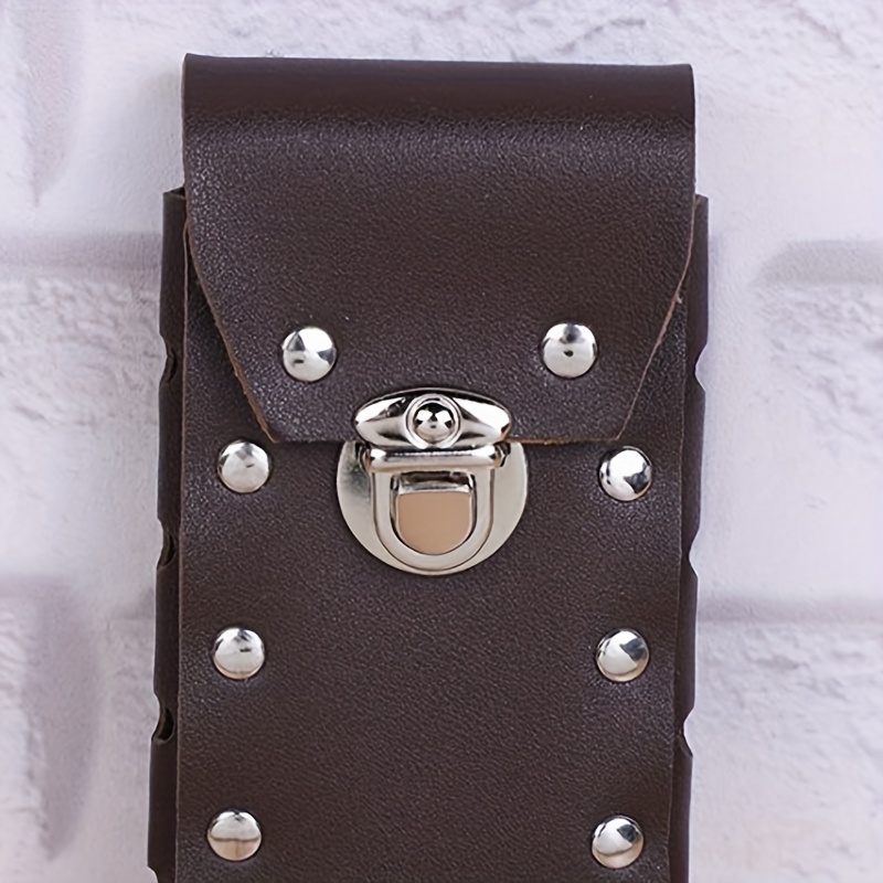 Men's Pu Leather Waist Bag Fashion Riveted Vertical Version Coin Purse  Outdoor Casual Waist Bag, Hanging Fanny Bag Bumbag, Outdoor Sports Bag,  Money Card Key Case - Temu