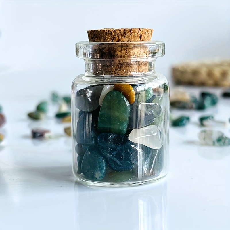 Chakra Gemstone Bottle, Crystal Bottle Chips in Large 2 Display Cork Bottle  Crystal Chips Vials 