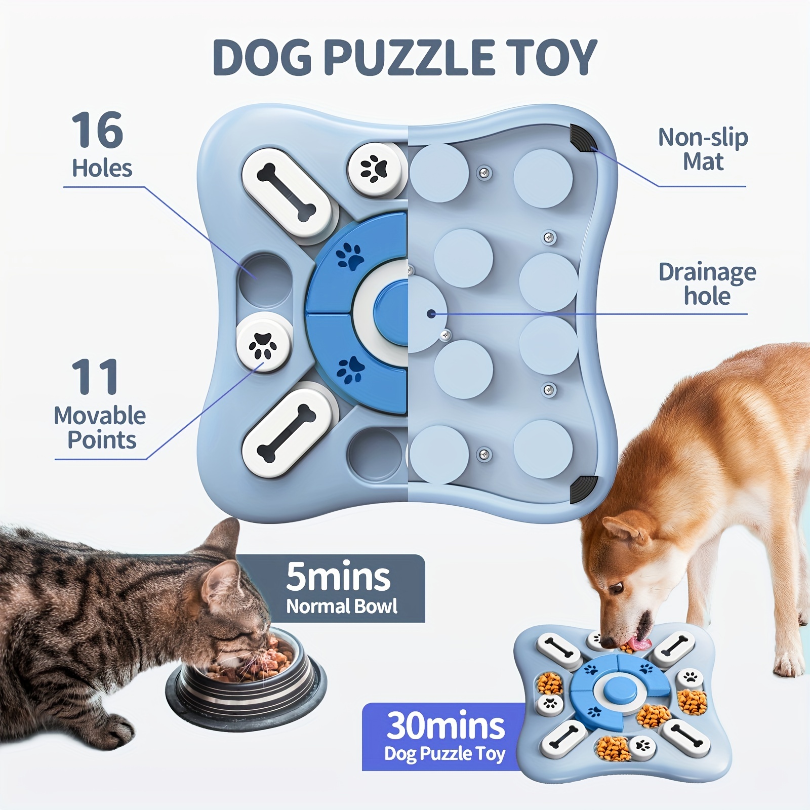 Tailtoys Dog Feeder Tumbler Ball - Increases IQ Toy Blue