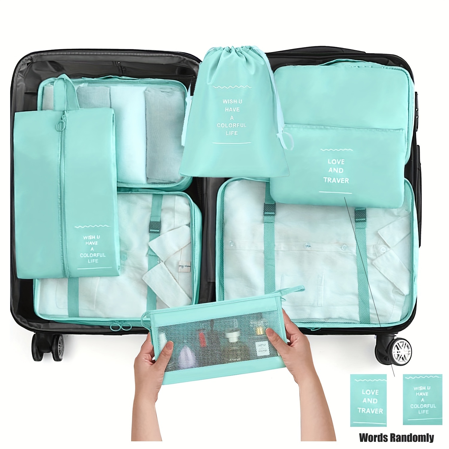 8pcs Travel Organiser Packing Bags Travel Packing Cubes Set for Clothes  Travel Luggage Organizers Storage Bags 