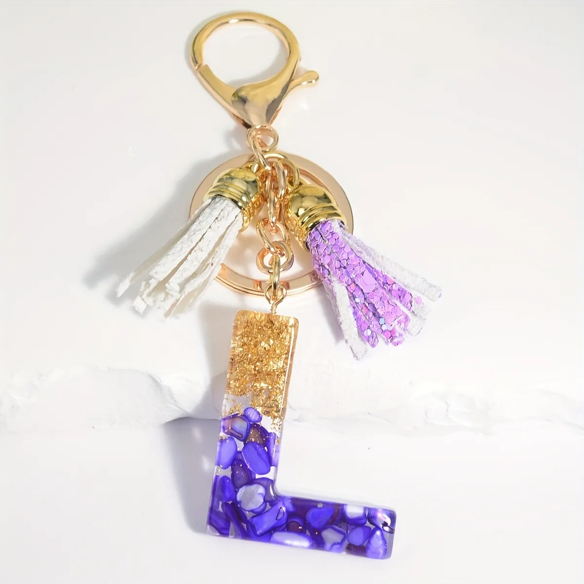 Golden Glitter Initial Letter Keychain Alphabet Key Chain - Temu