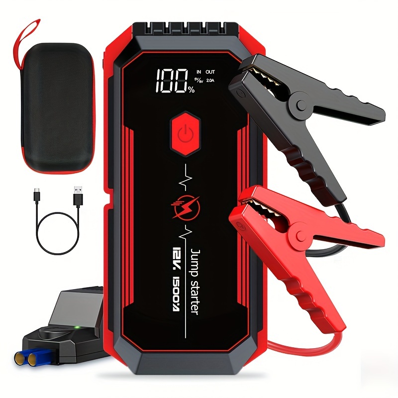 Car Jump Starter with Air Compressor, 12000mAh 1000A Peak Battery Jump  Starter Pack for Up to 6L Gas or 3L Diesel, Portable Power Bank Charger  with