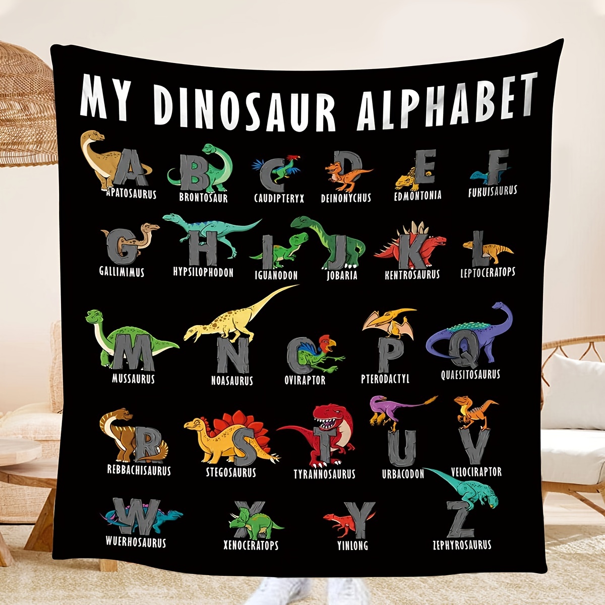 

1pc Soft And Cozy Dinosaur Flannel Blanket - Perfect For Travel, Sofa, Bed, And Home Decor - Ideal Birthday Or Holiday Gift - Available All Season