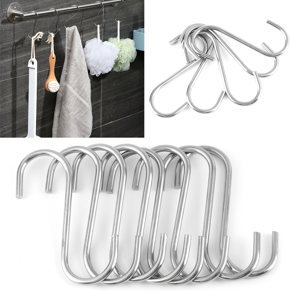 10/20/30/50pcs Heavy Duty S Hooks Pan Pot Holder Rack Hooks Hanging Hangers  S Shaped Hooks For Kitchenware Pots Utensils Clothes Bags Towels Plants S