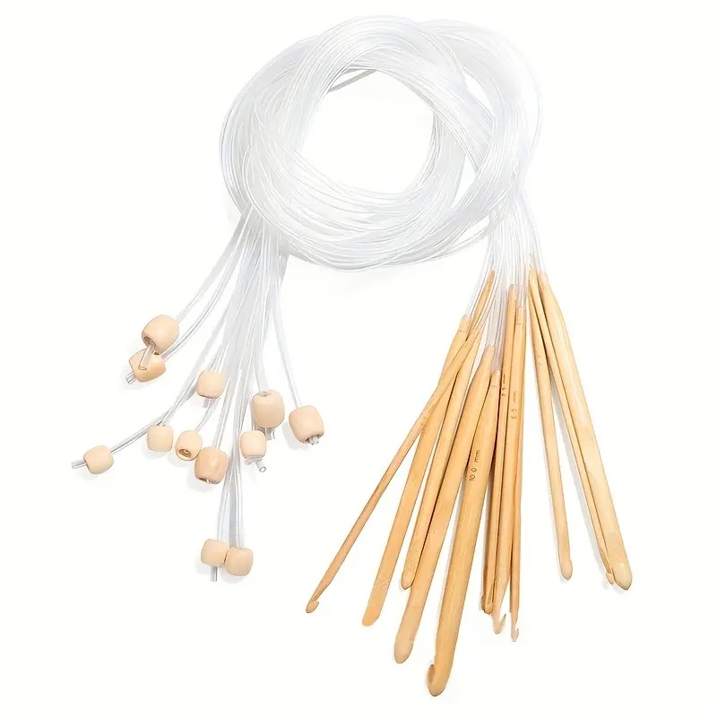 12Pcs High Quality Plastic Afghan Tunisian Crochet Hooks Knitting Needles  With Cable Bead Length 120cm, Durable