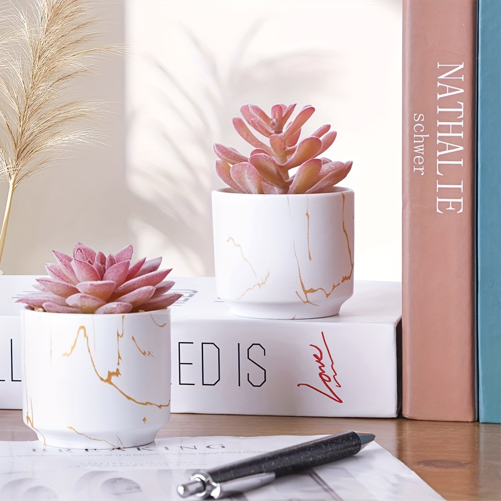 Ceramic Planter Pot, Cute Mini Flower Pots For Indoor Plants, Suitable For  Artificial Succulents, Creative Home Decor For Office Desks, Computer  Tables, Shelf Decor - Temu