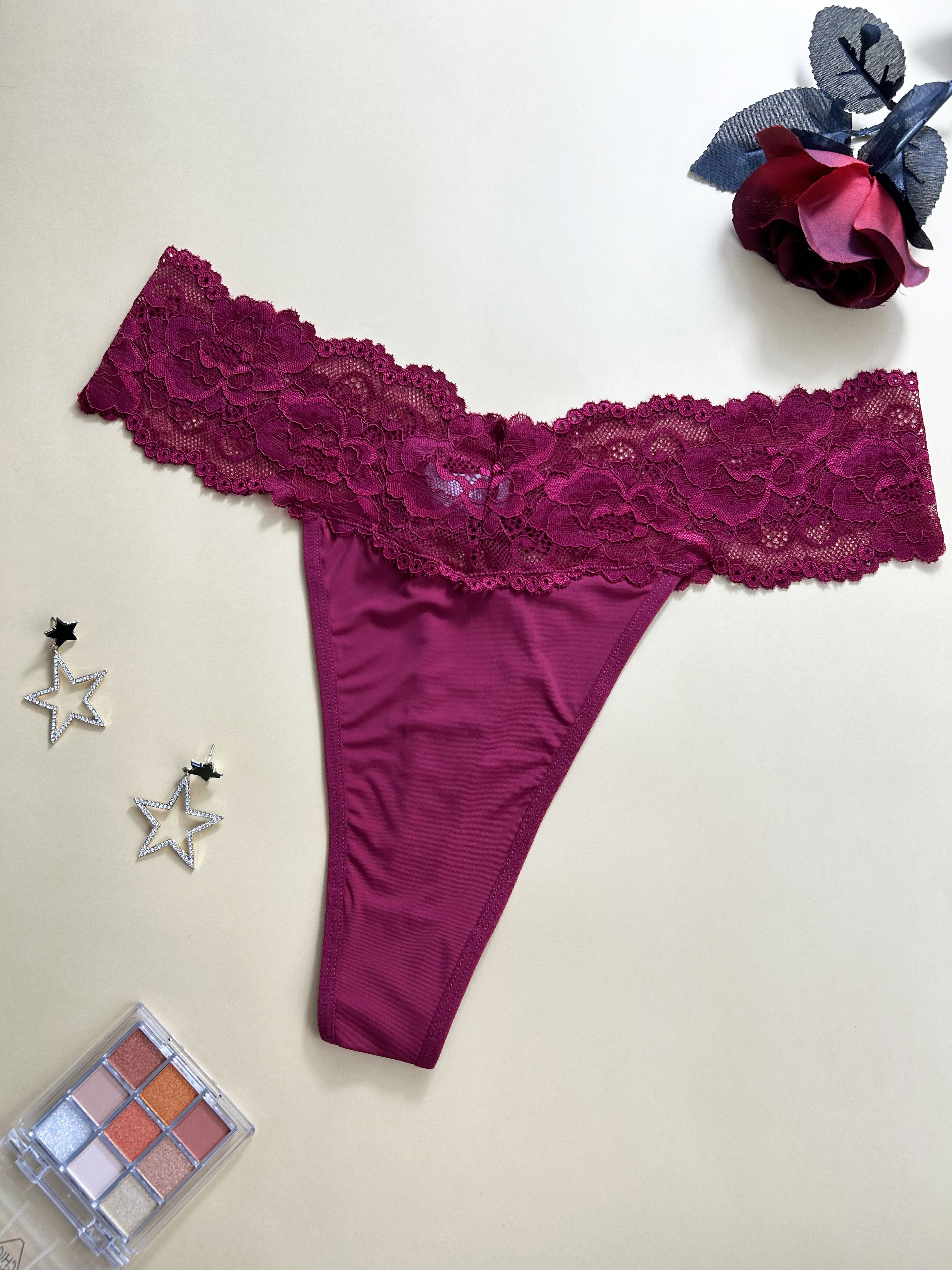 4 Pack Plus Size Sexy Panties Set, Conjunto de cuatro piezas de tanga suave  de alta cintura con encaje de contraste para mujeres de talla *