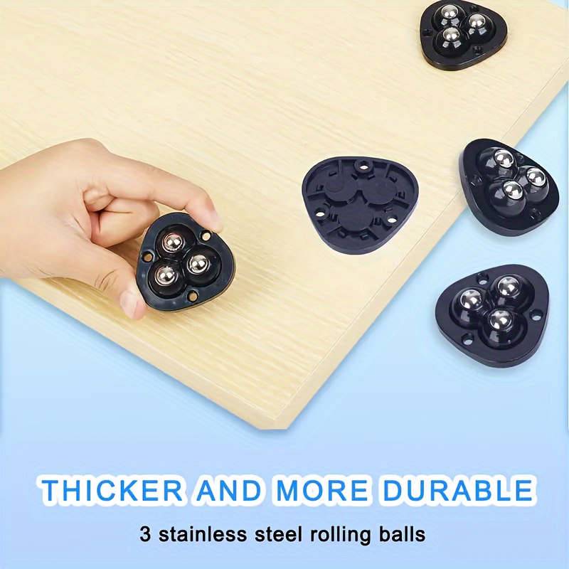 8pcs No-punch Adhesive Ball Universal Pulley 360° Rotation