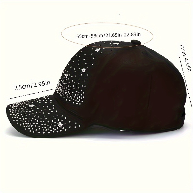 Stylish Rhinestone Black Baseball Versatile Dad Hat - Temu Canada