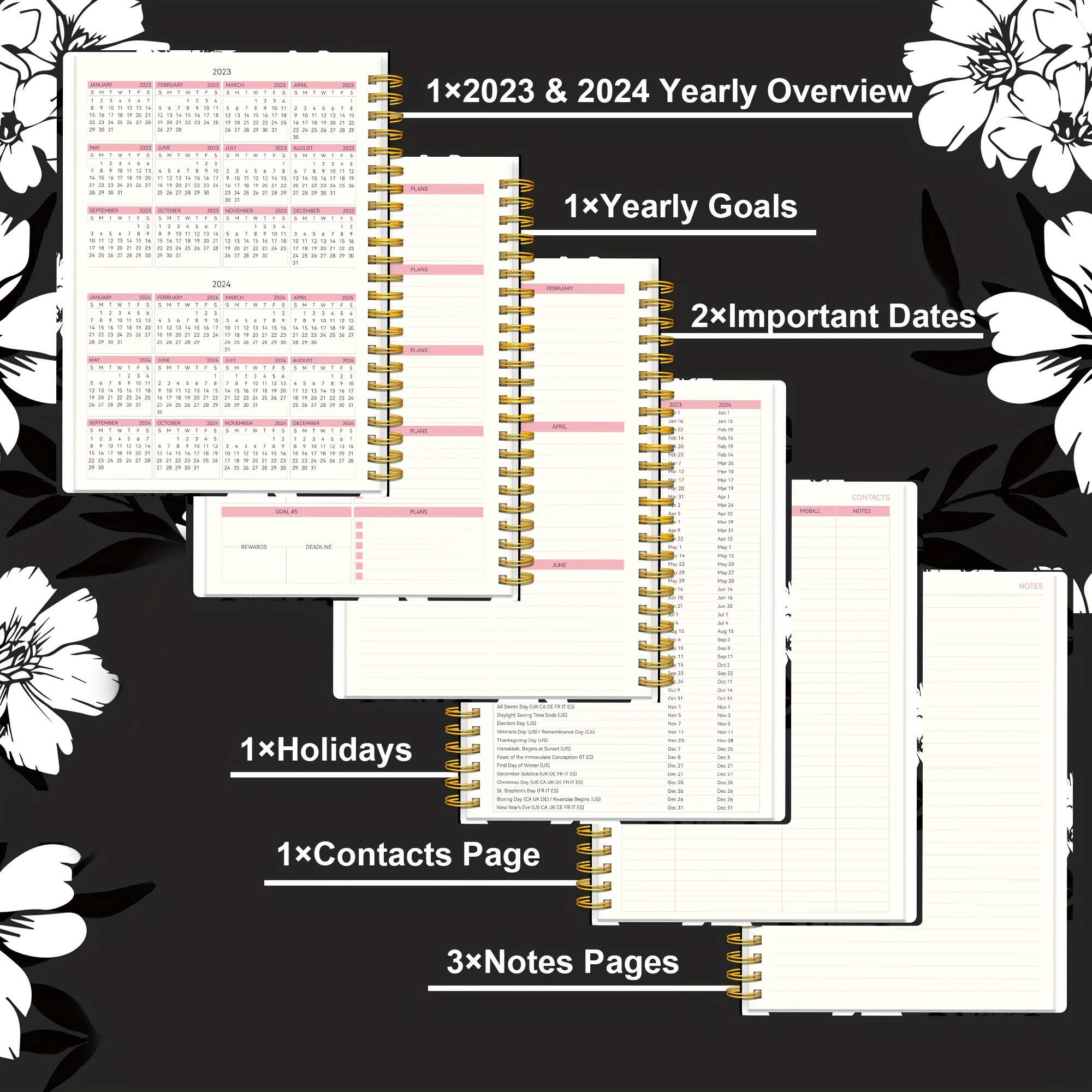 Calendrier 2023 et modèle d'agenda de planificateur personnel mensuel  hebdomadaire quotidien dans un style strict classique 4779215 Art vectoriel  chez Vecteezy