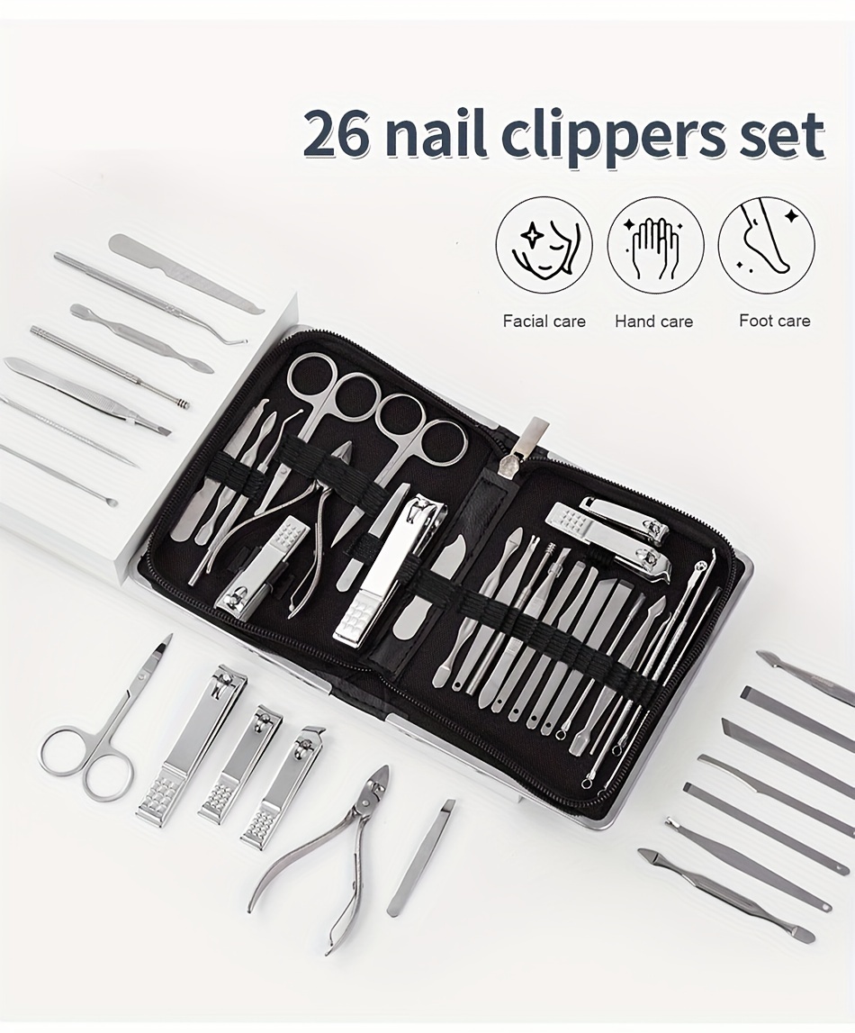 11/26pcs Nail Clippers Manicure Set Stainless Steel Nail Cutter Scissor Cuticle Nipper Nail Tools Set