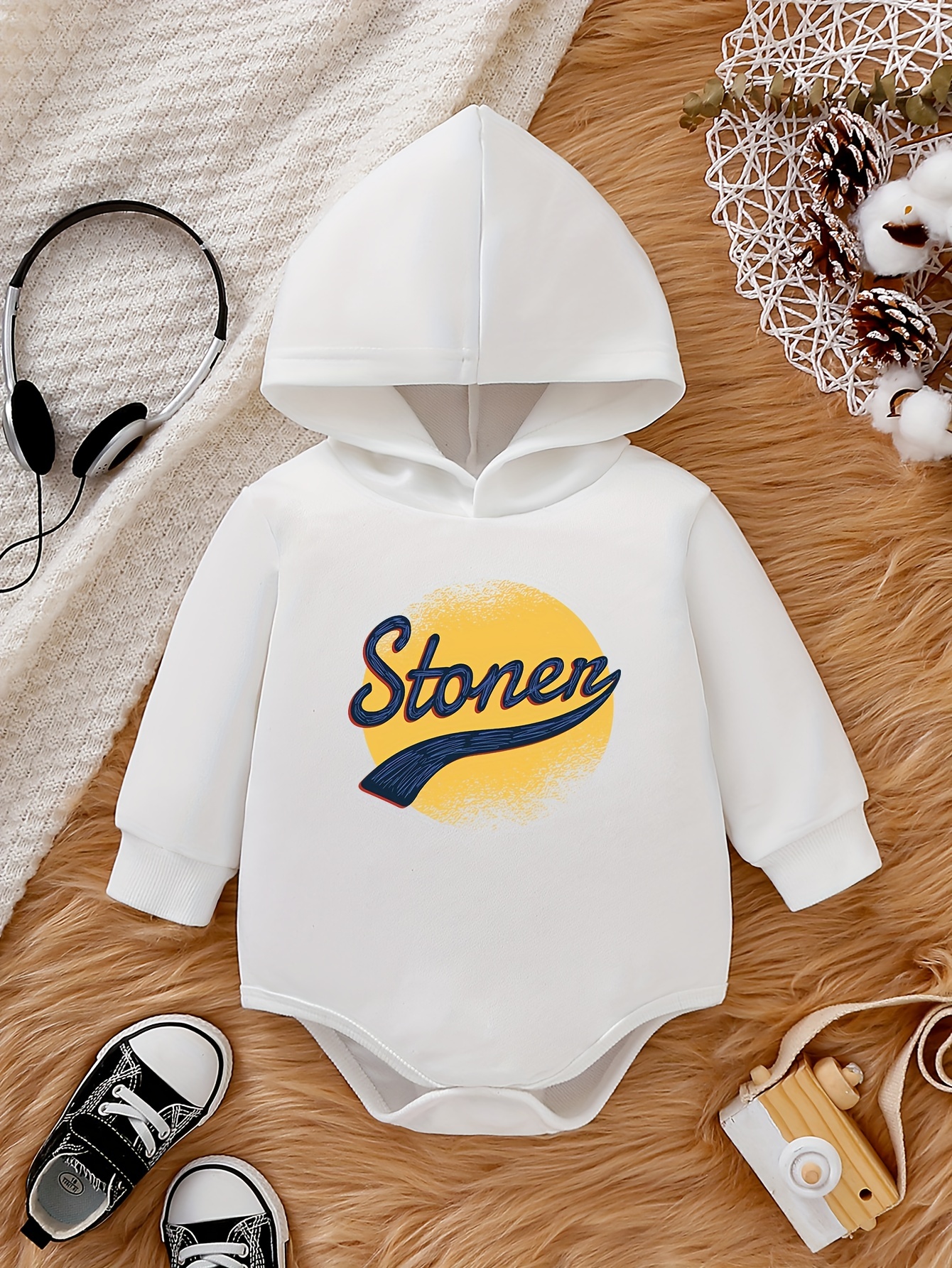 Baby onesie with online hoodie