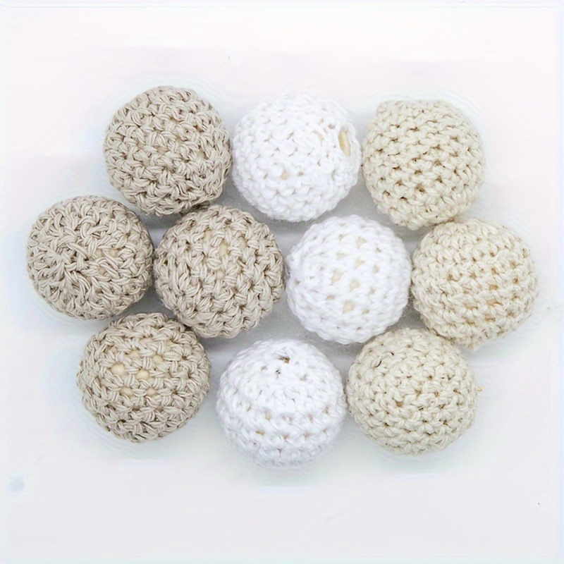 

10pcs/pack 20mm Wooden Beads Yarn Ball Crochet Design Beads For Jewelry Making Diy Necklace Creative Beaded Decors Handmade Craft Supplies