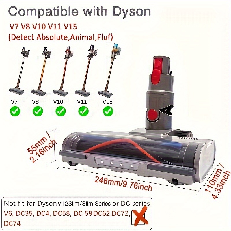 Brosse Compatible pour Dyson V7 V8 V10 V11 V15, Brosse Turbo de