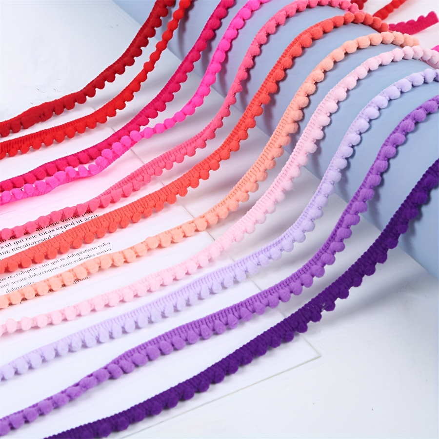 Colorful Pompoms Trim Lace Ribbon Fabric For Handmade Diy - Temu