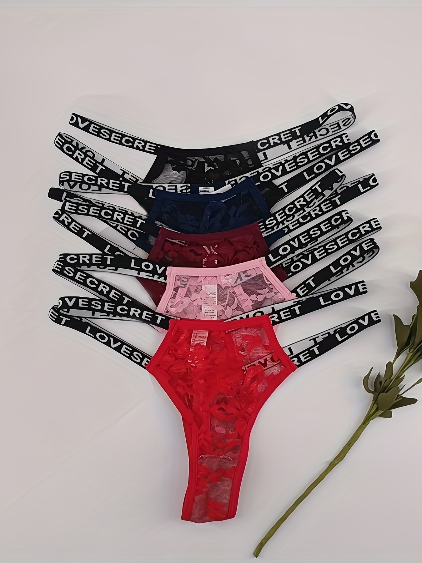 Sexy Floral Lace Thong Hollow Letter Tape Seamless Thong - Temu