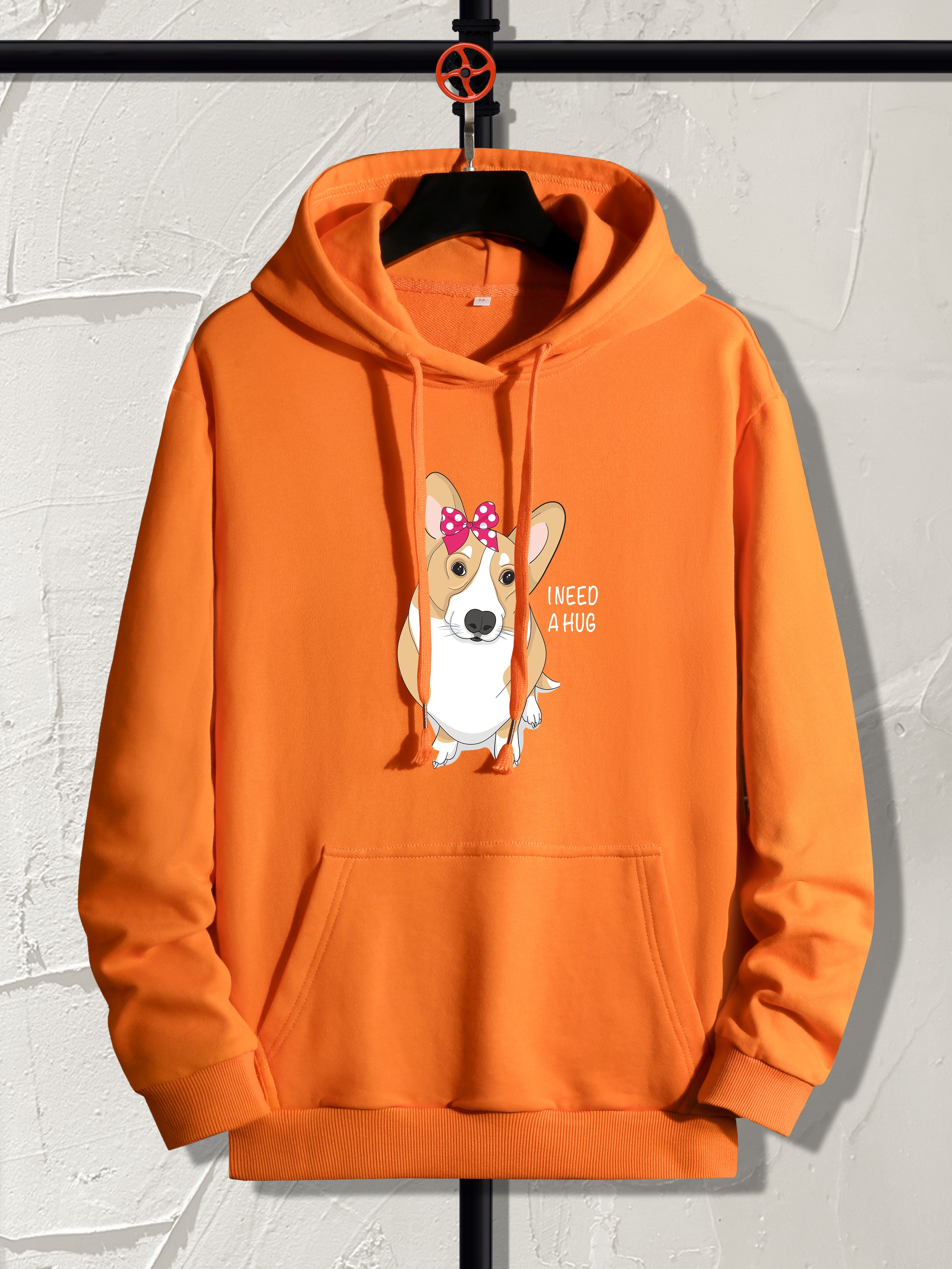 Cartoon Dog Print Hoodie, Cool Hoodies For Men, Men's Casual