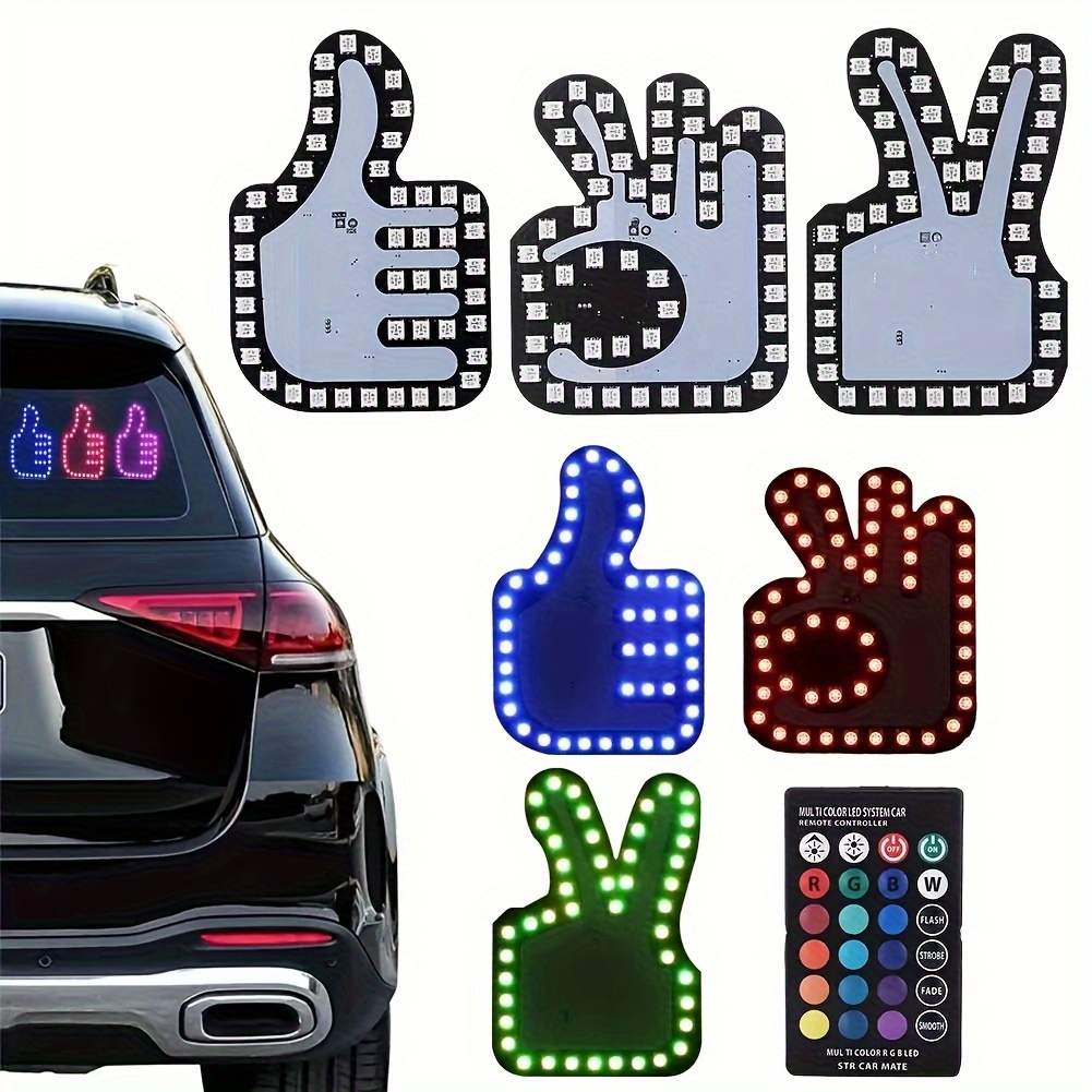 Luz de gesto de dedo medio para coche, luz LED de señal de gesto