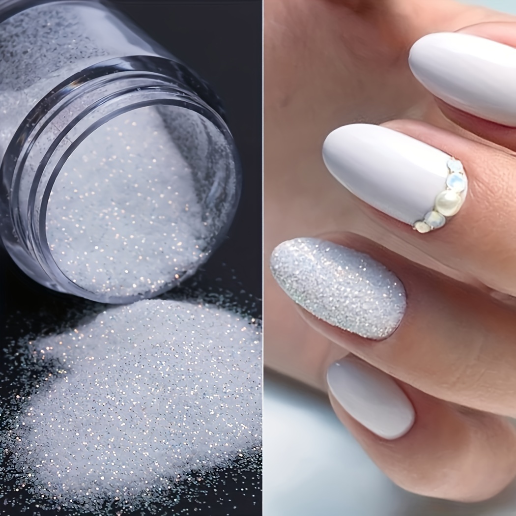 OUMISAYA Sparkle Holographic Clear Glitter Nail Dip Powder 1oz Perfect Sheer Top Coat Powder for Black and White Nails Art