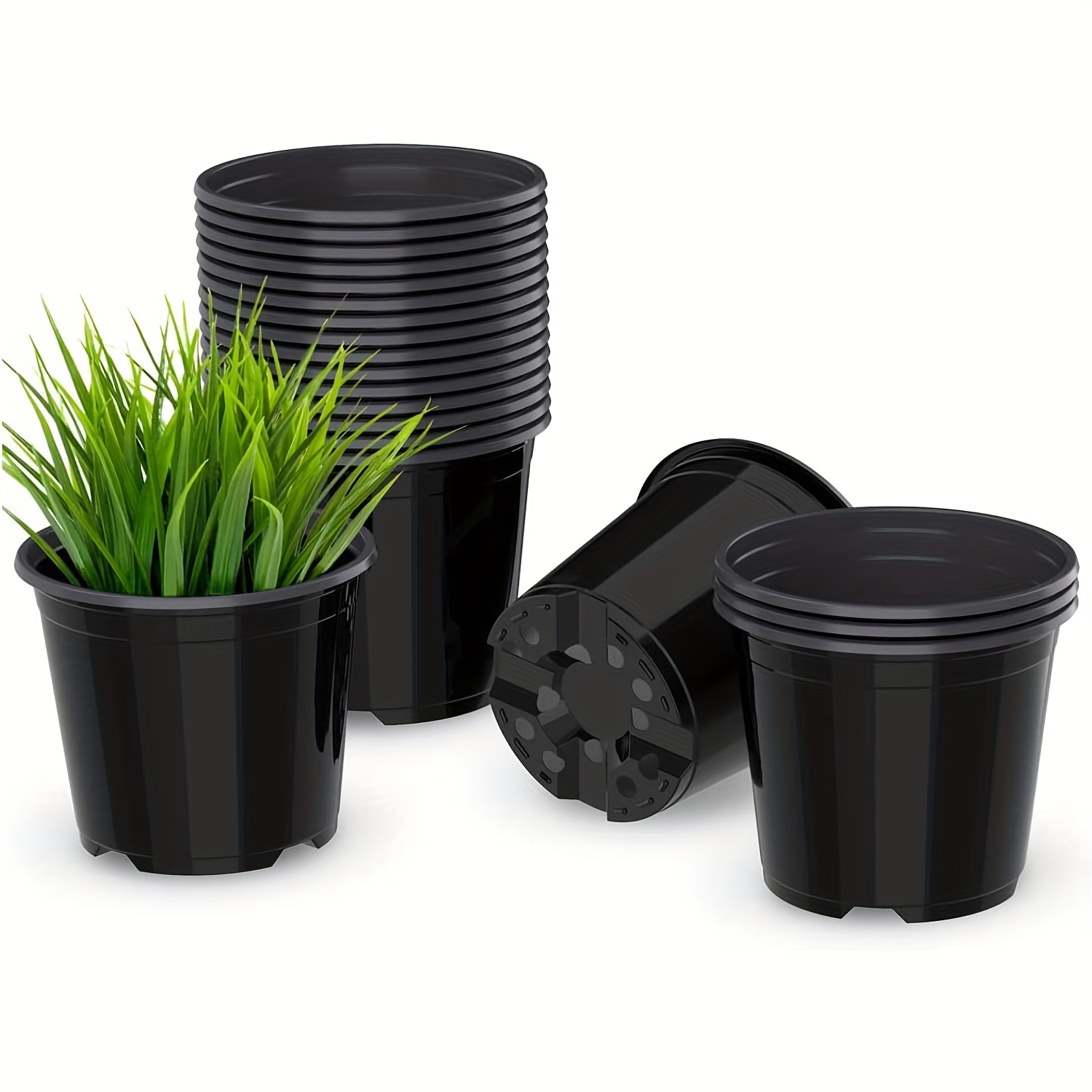 Piccoli vasi per piante, fioriere in plastica con fori di drenaggio e  sottovasi per piante, fiori, piante grasse, vasi di avviamento semi