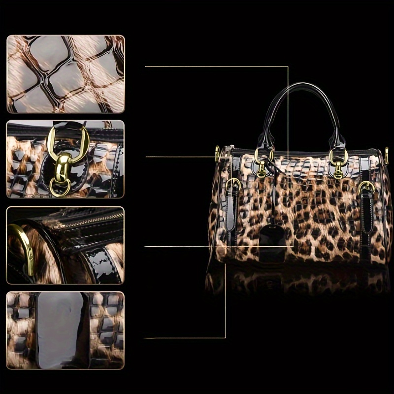 Dolce & Gabbana - Leopard Print Canvas Small Boston Bag Brown