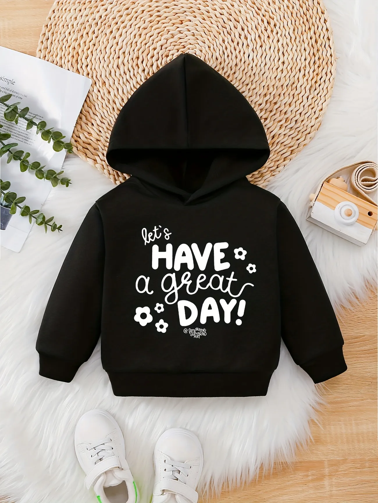 Infant Baby Girls Stylish Letter Print Loose Casual Hooded