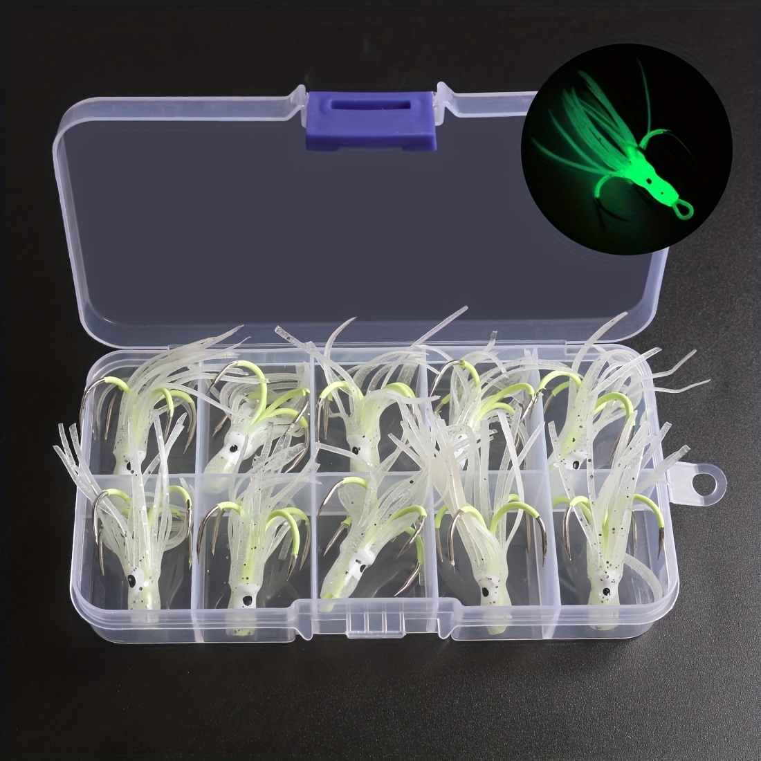 10pcs Luminous Sea Fishing Lure With Four Hooks Octopus Hook Squid Bait Hook For Boat Fishing