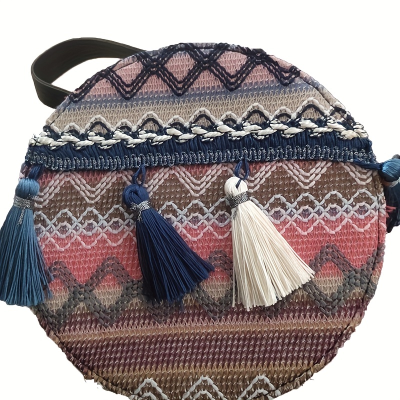 Boho Vintage Clutch Bag With A Colourful Tassels