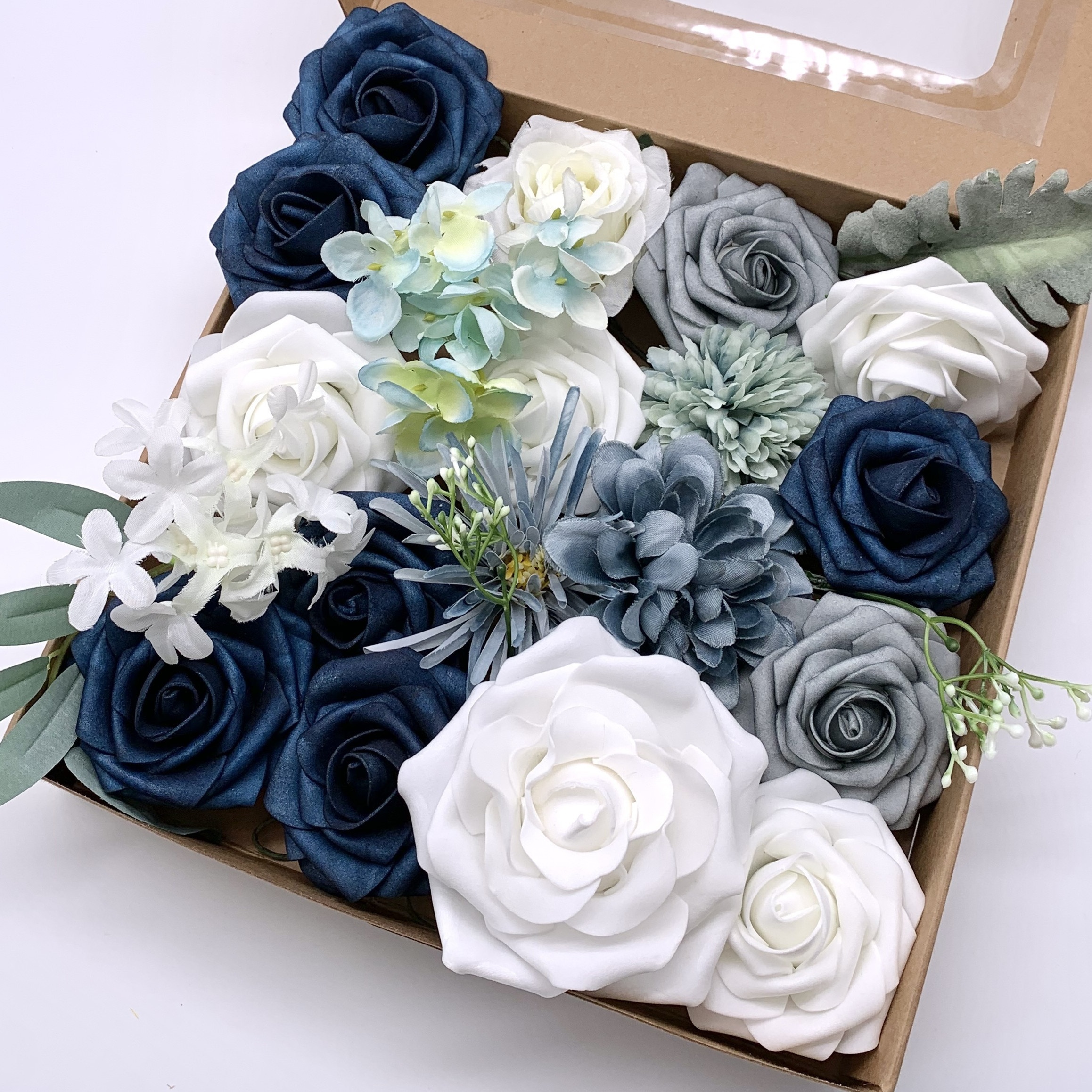 Artificial Flowers Ash Blue Flower Combination - Temu