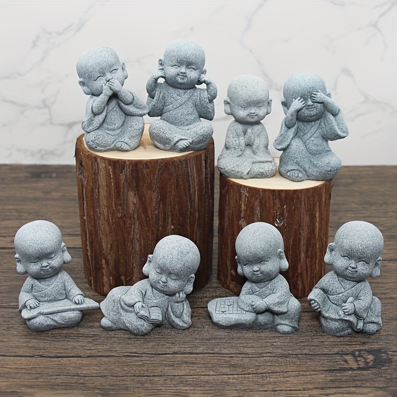 1pc Little Monks Buddha Statue Home Garden Office Store Desktop ...