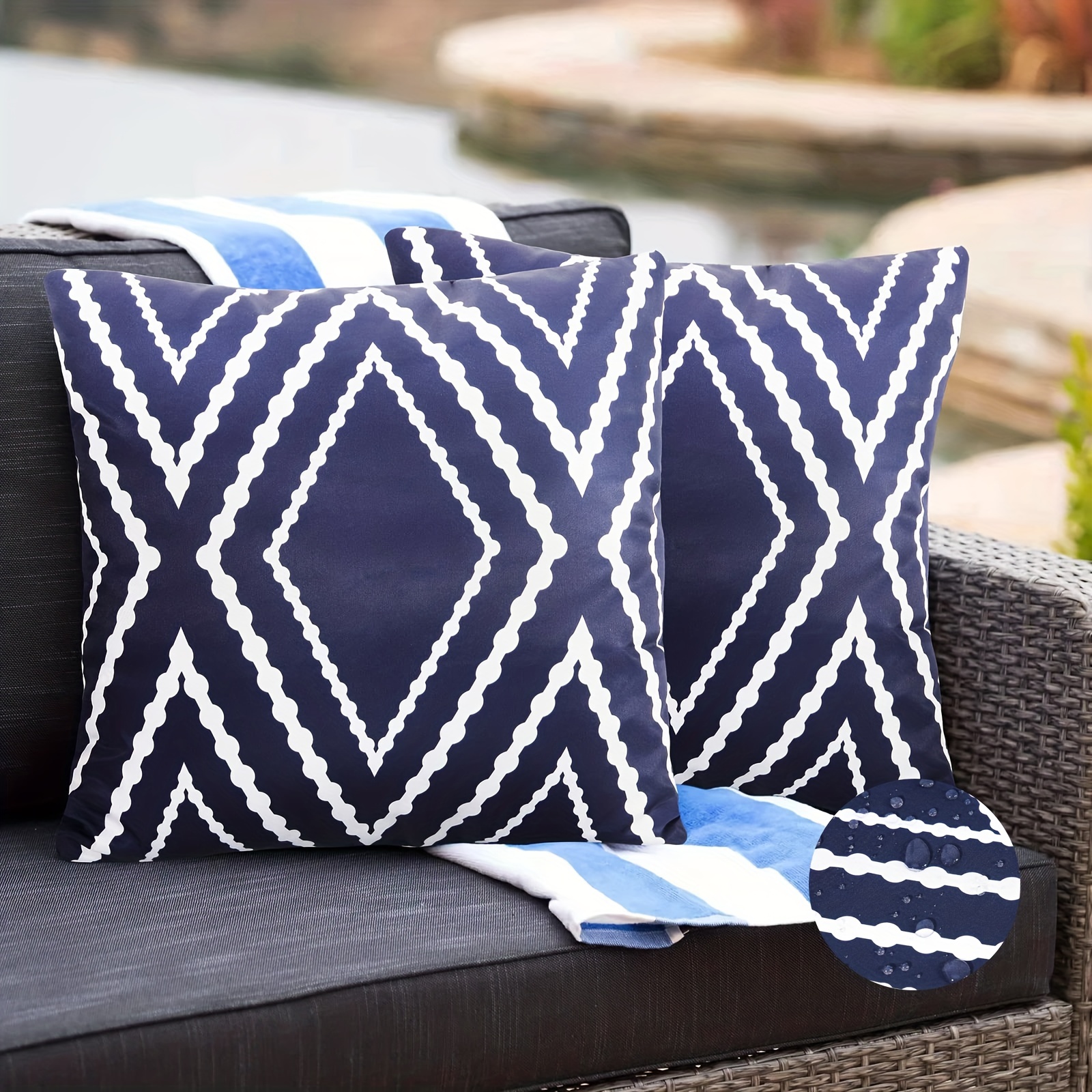 Waterproof Boho Linen Blend Throw Pillow Case Geometric - Temu