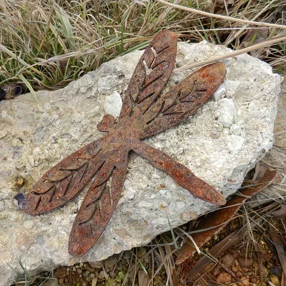 1pc Rusty Dragonfly Art, Rustic Dragonfly Gift, Rusty Metal Dragonfly  Garden Gift, Metal Garden Decor, Pond Decoration, Rustic Garden Art