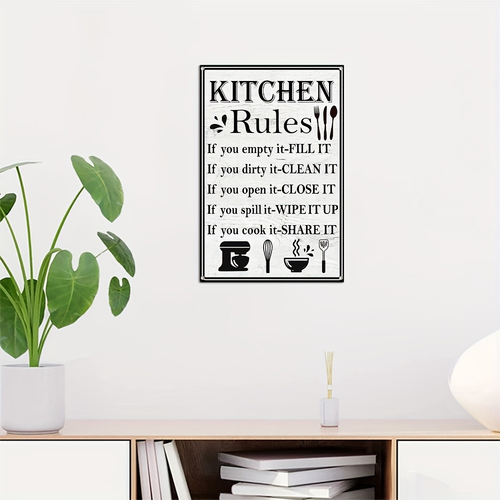 Funny Kitchen Quote Metal Tin Sign Wall Decor Kitchen Rules Sign For Home  Kitchen Coffee Shop Decor Gifts