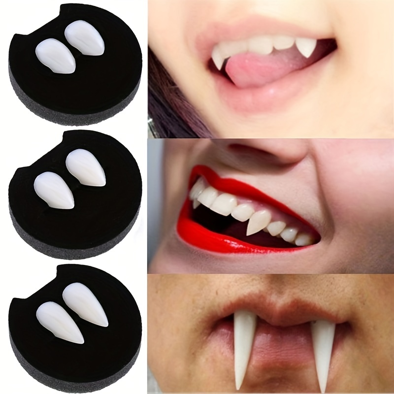 5Pcs Vampire Teeth Kids Horror Halloween Props Halloween Vampire Teeth  dentures Ugly Gnarly Teeth Fake Tongue Vampire Teeth Retractable Toys Funny