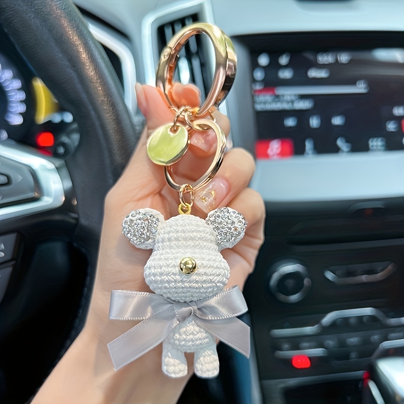 Luxury female car keychain cute Minnie Bear pendant backpack
